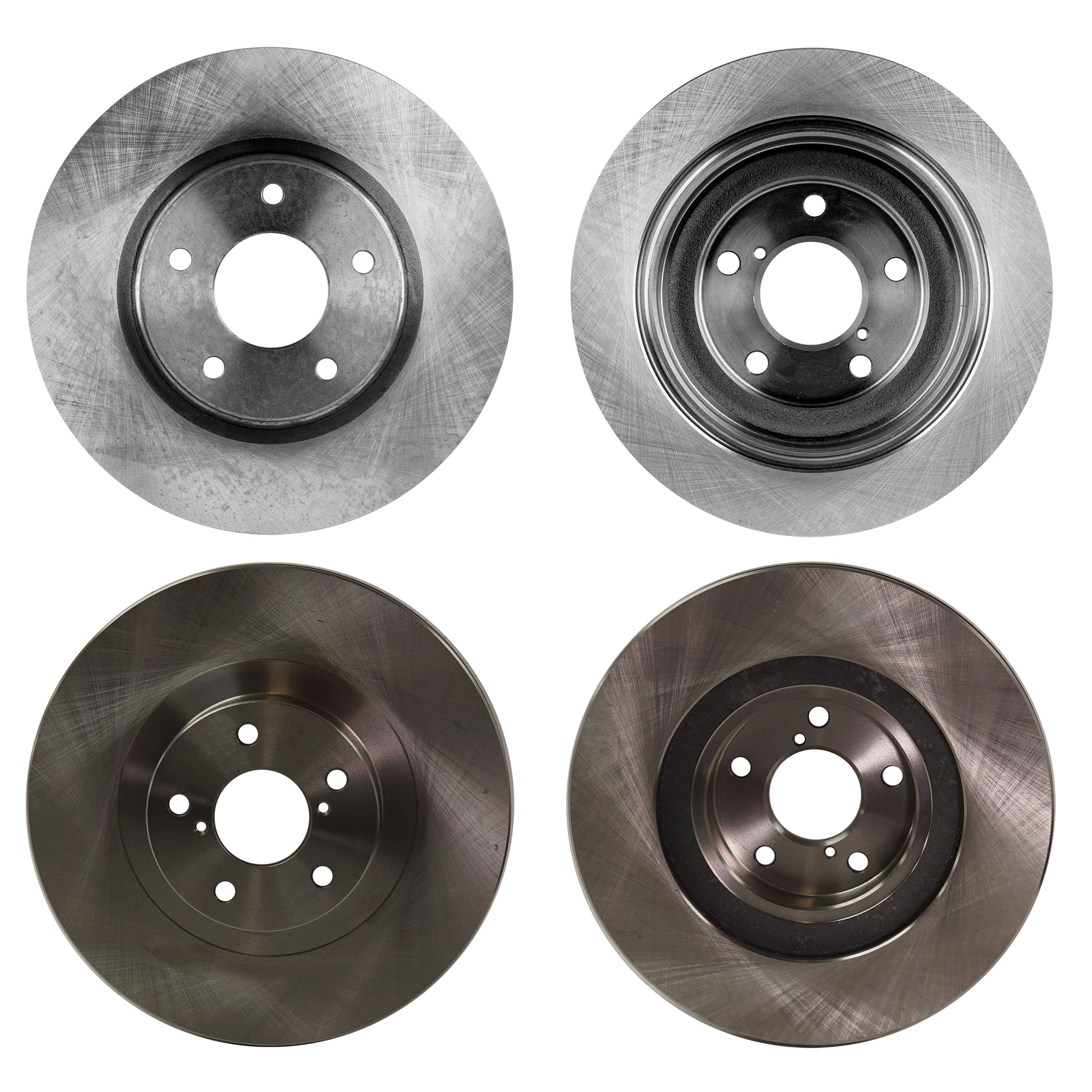 Front and Rear Brake Disc, 4-Wheel Set, Plain Surface, Vented - Front; Solid - Rear, 5 Lugs - Image 2