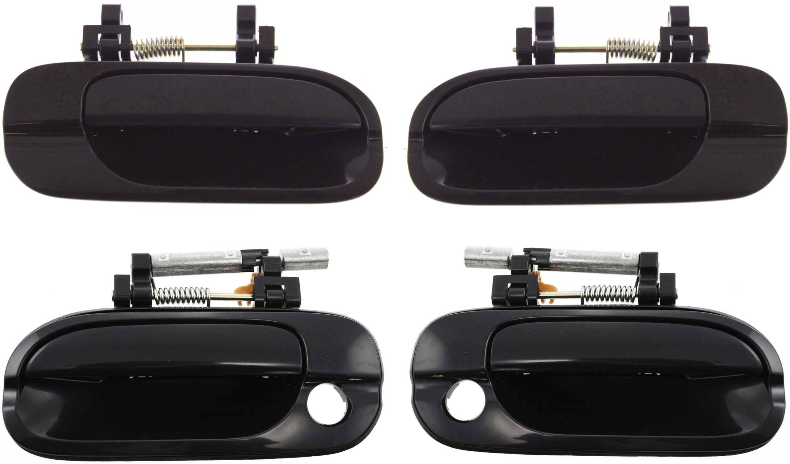 Front and Rear, Driver and Passenger Side Exterior Door Handles, Smooth Black, Front Driver and Passenger Side - With Key Hole; Rear Driver and Passenger Side - Without Key Hole