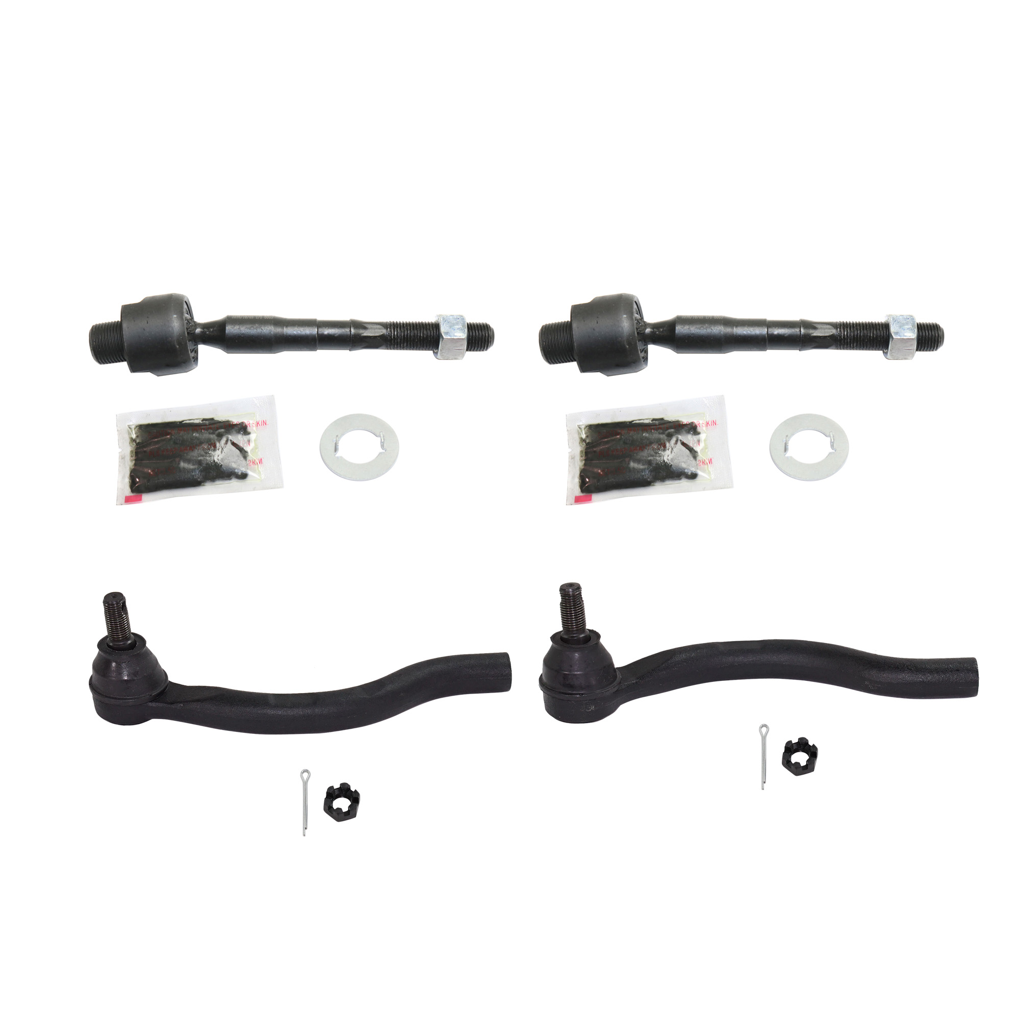 Front, Driver and Passenger Side, Inner and Outer Tie Rod Ends