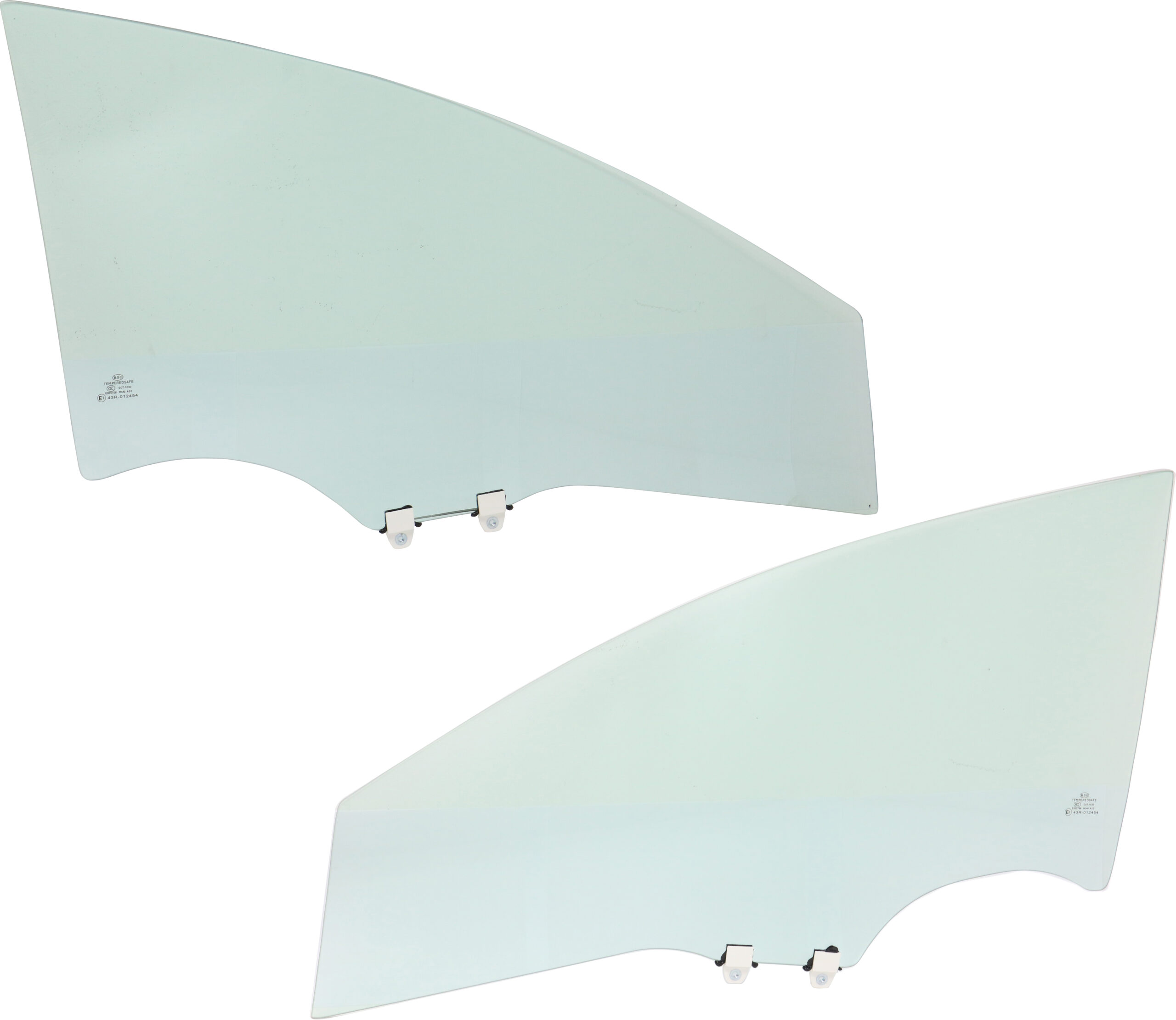 Front, Driver and Passenger Side Door Glasses, Green Tint, 4-Door, Sedan, Replaces NAGS No. FD22693 GTYN, FD22694 GTYN