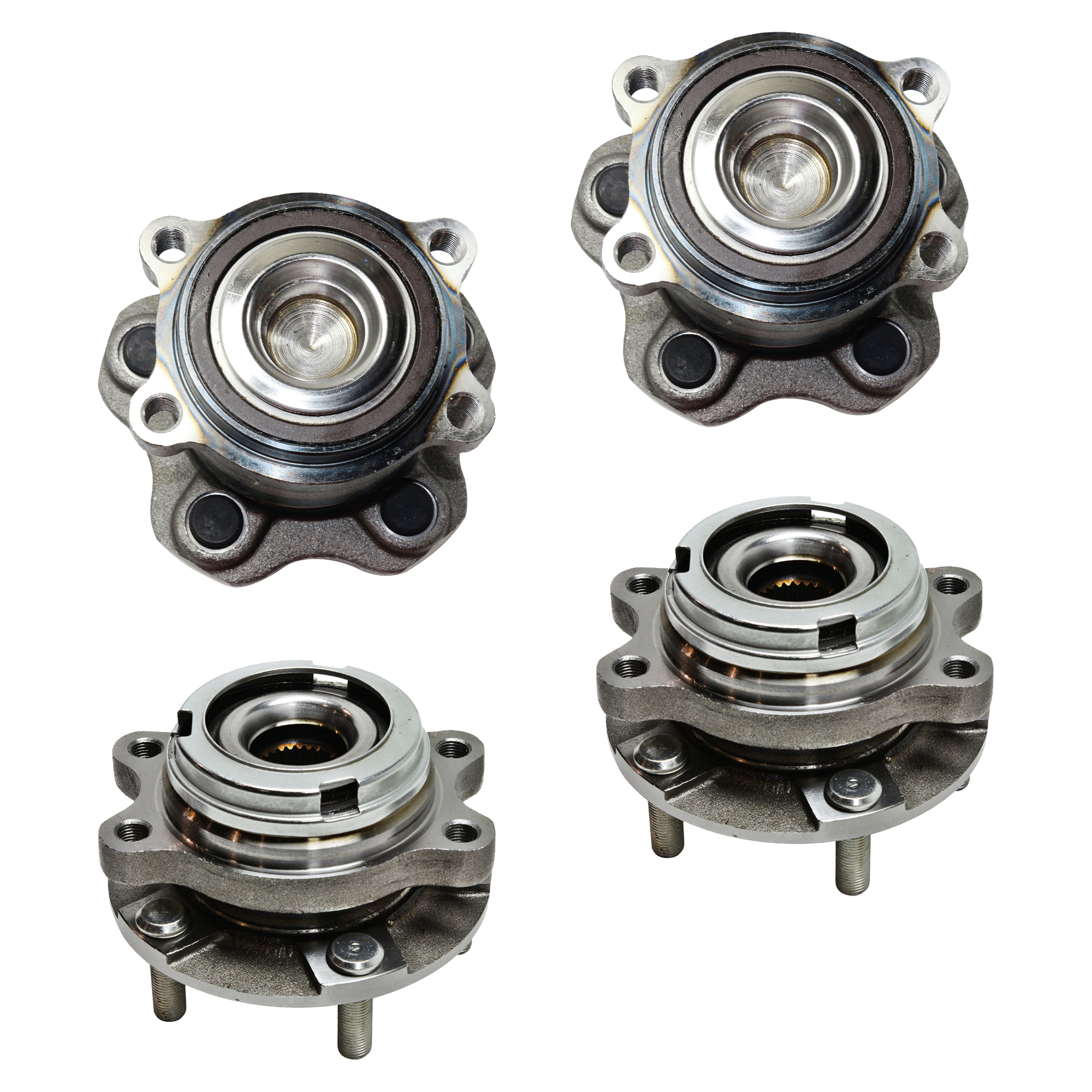 4-Wheel Set Front and Rear, Driver and Passenger Side Wheel Hub, FWD, 5 Lugs, With Bearing - Image 2