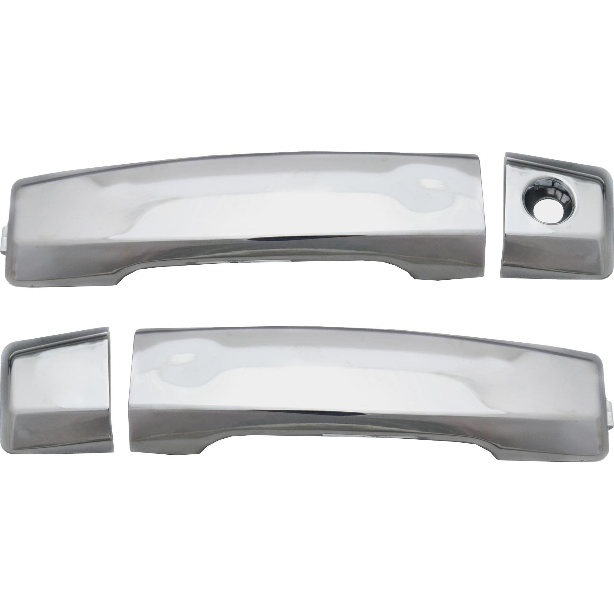 Front, Driver and Passenger Side Exterior Door Handles, Chrome, Driver Side - With Key Hole; Passenger Side - Without Key Hole - Image 2
