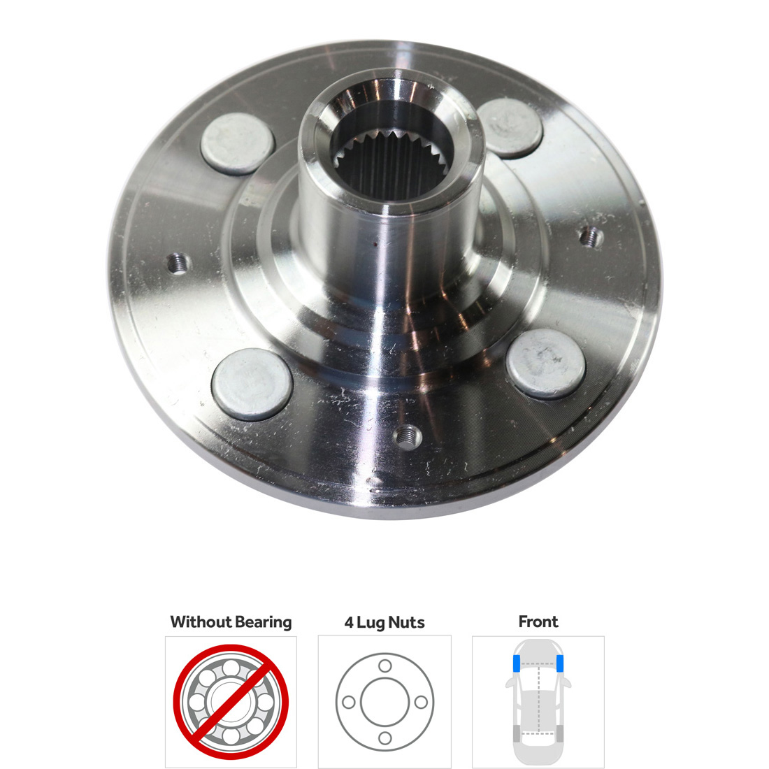 2-Wheel Set Front, Driver and Passenger Side Wheel Hubs, without Bearing, 4 x 3.94 in. Bolt Pattern - Image 2