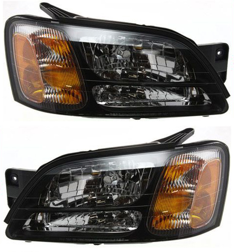 Driver and Passenger Side Headlights, with Bulbs, Halogen, with black interior