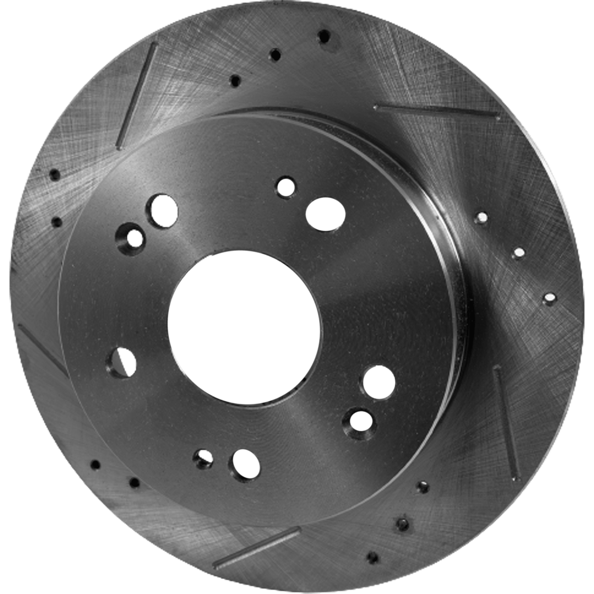 Front and Rear Brake Disc, 4-Wheel Set, Cross-drilled and Slotted, Vented - Front; Solid - Rear, 5 Lugs, Pro-Line Series - Image 4