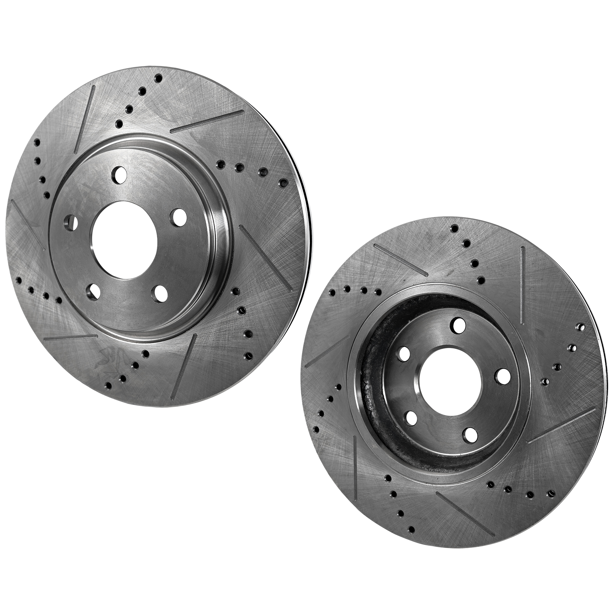 Front Brake Discs, Cross-Drilled and Slotted, Vented, 5 Lugs, Pro-Line Series - Image 2
