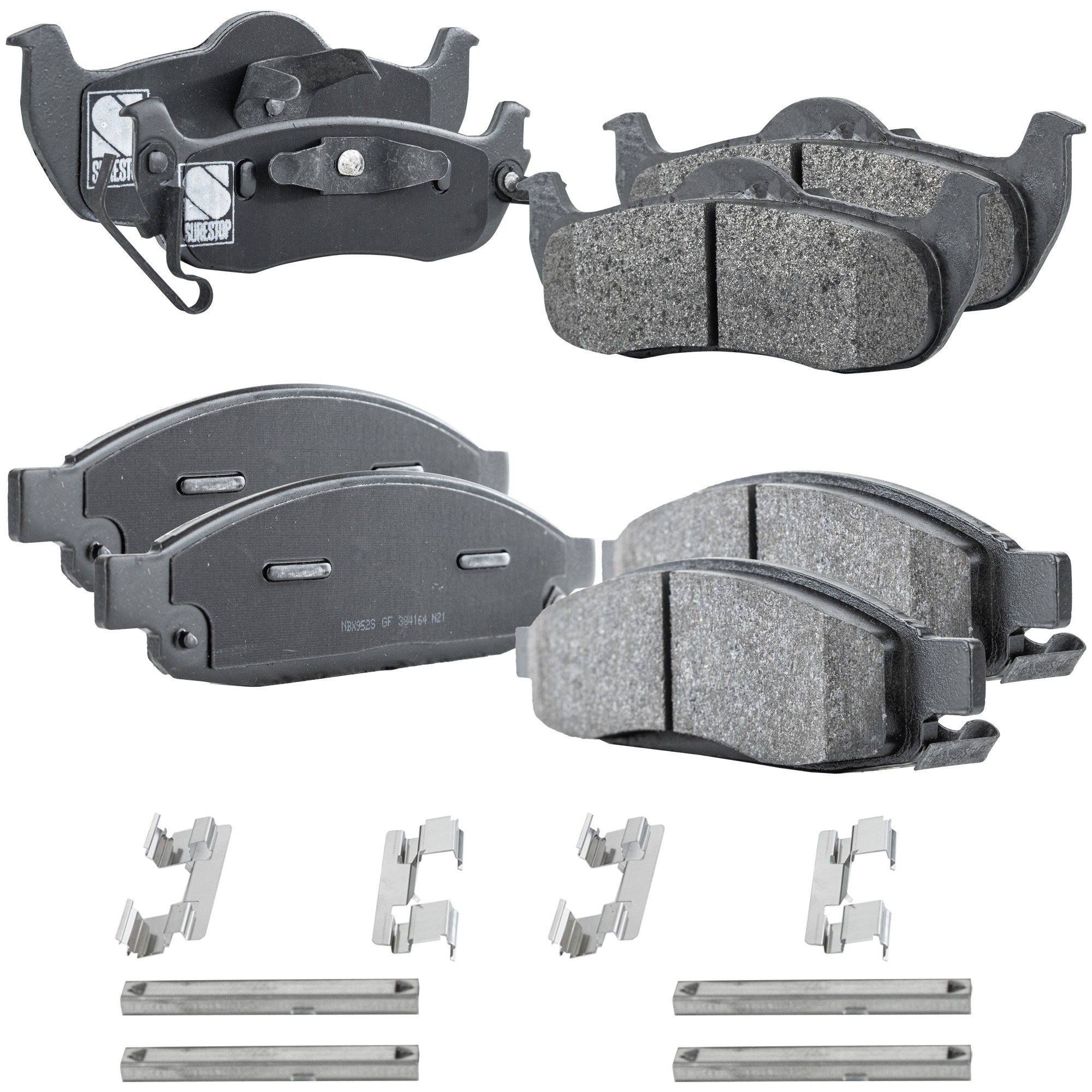 Front and Rear Brake Pad Sets, Organic - Front; Semi-Metallic - Rear, Pro-Line Series