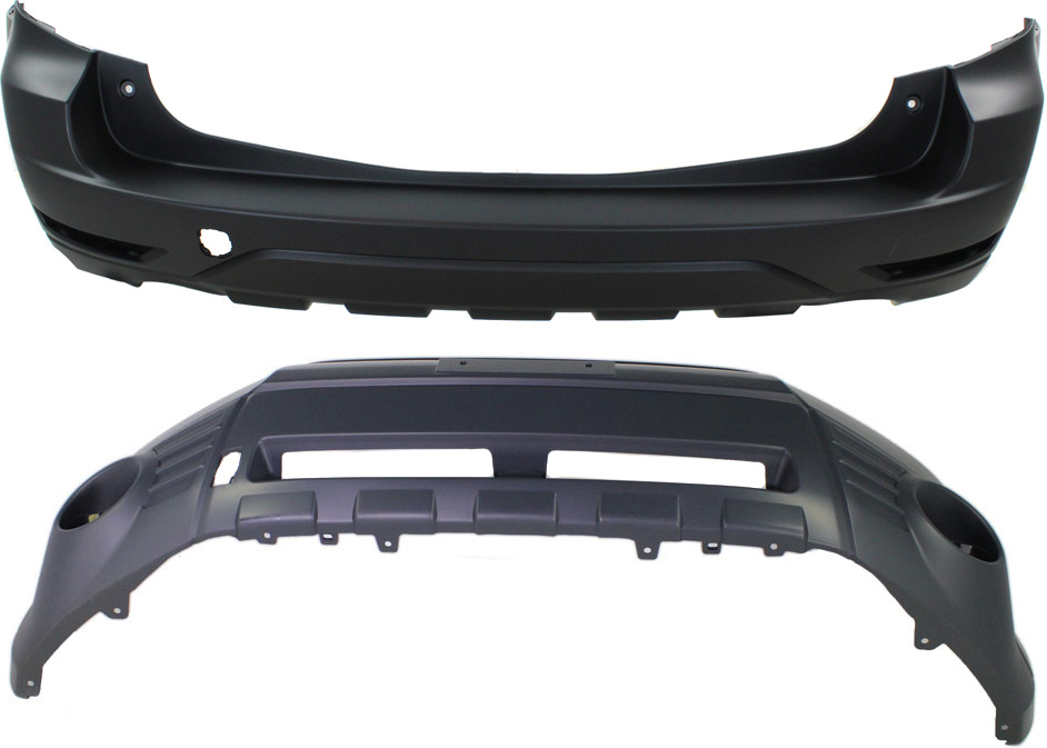 Sport Utility Front and Rear Primed Bumper Cover 2.5L, 4Cyl, Without parking aid sensor holes, With tow hook hole, CAPA Certified