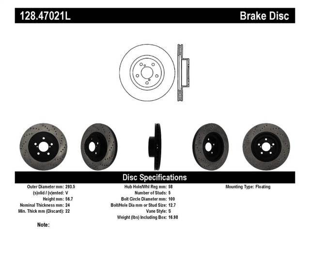 StopTech Front Left Disc Brake Rotor | 128.47021L