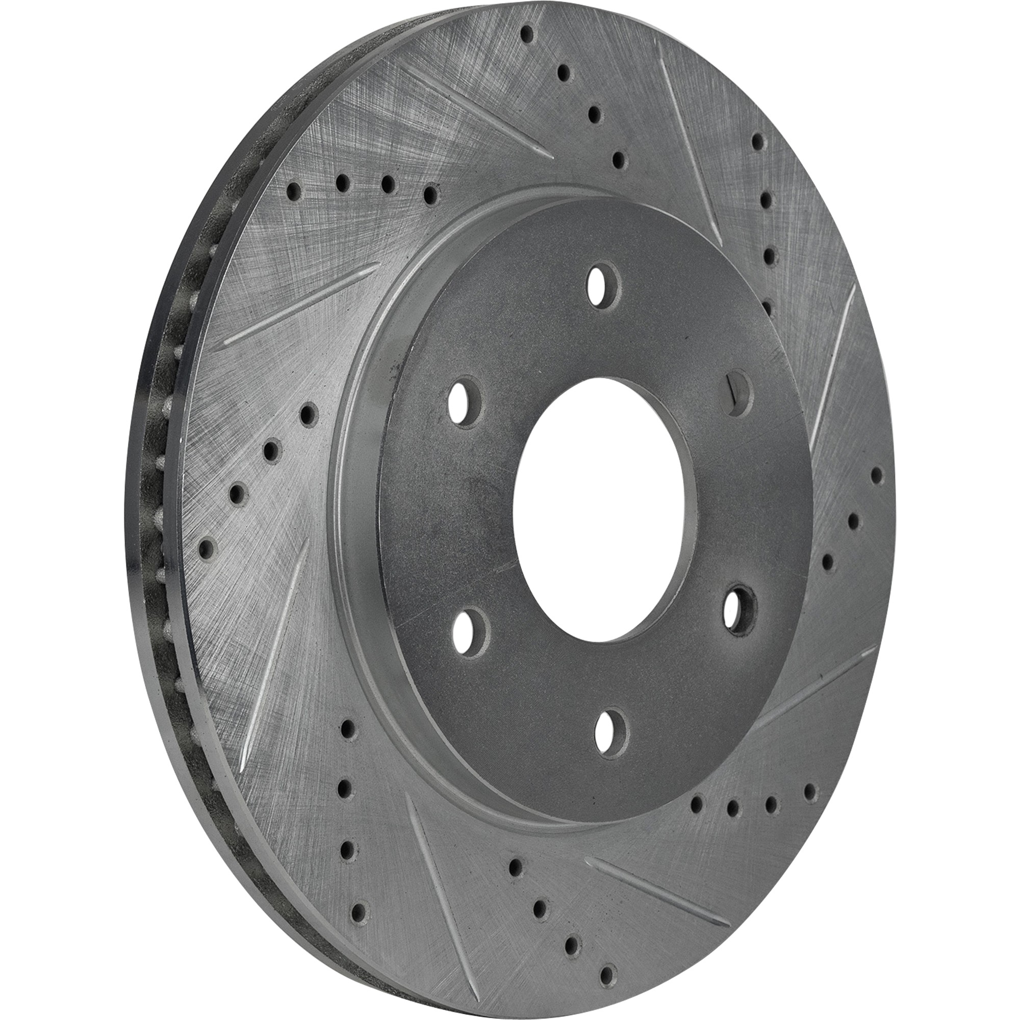 Front, Driver or Passenger Side Brake Disc, Cross-drilled and Slotted, Vented, 6 Lug Wheels, Production Date To February 2005, Pro-Line Series