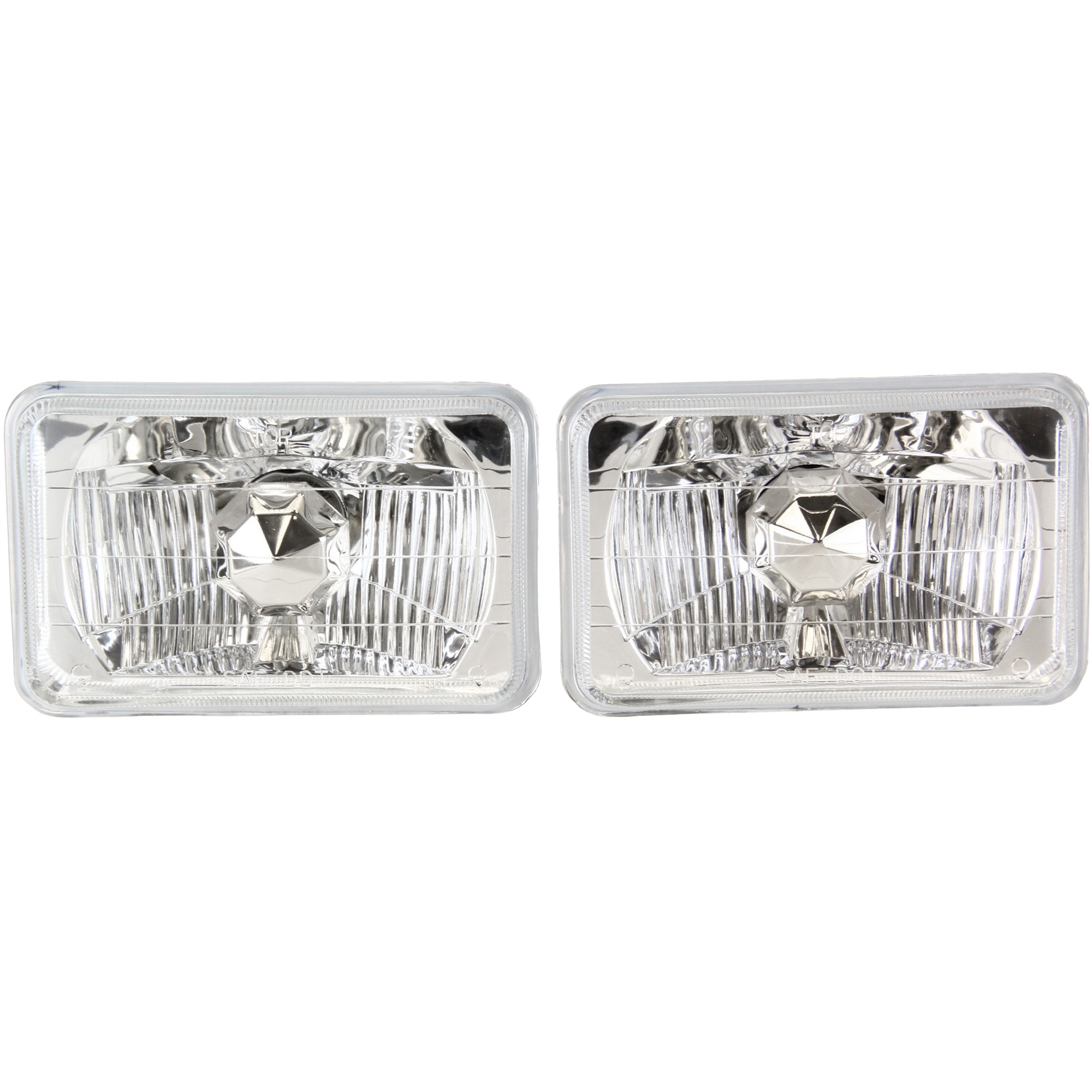 Driver and Passenger Side Headlights, with Bulbs, Halogen, 4 x 6 in. Round Conversion Headlights, H4651 Type Upgrade