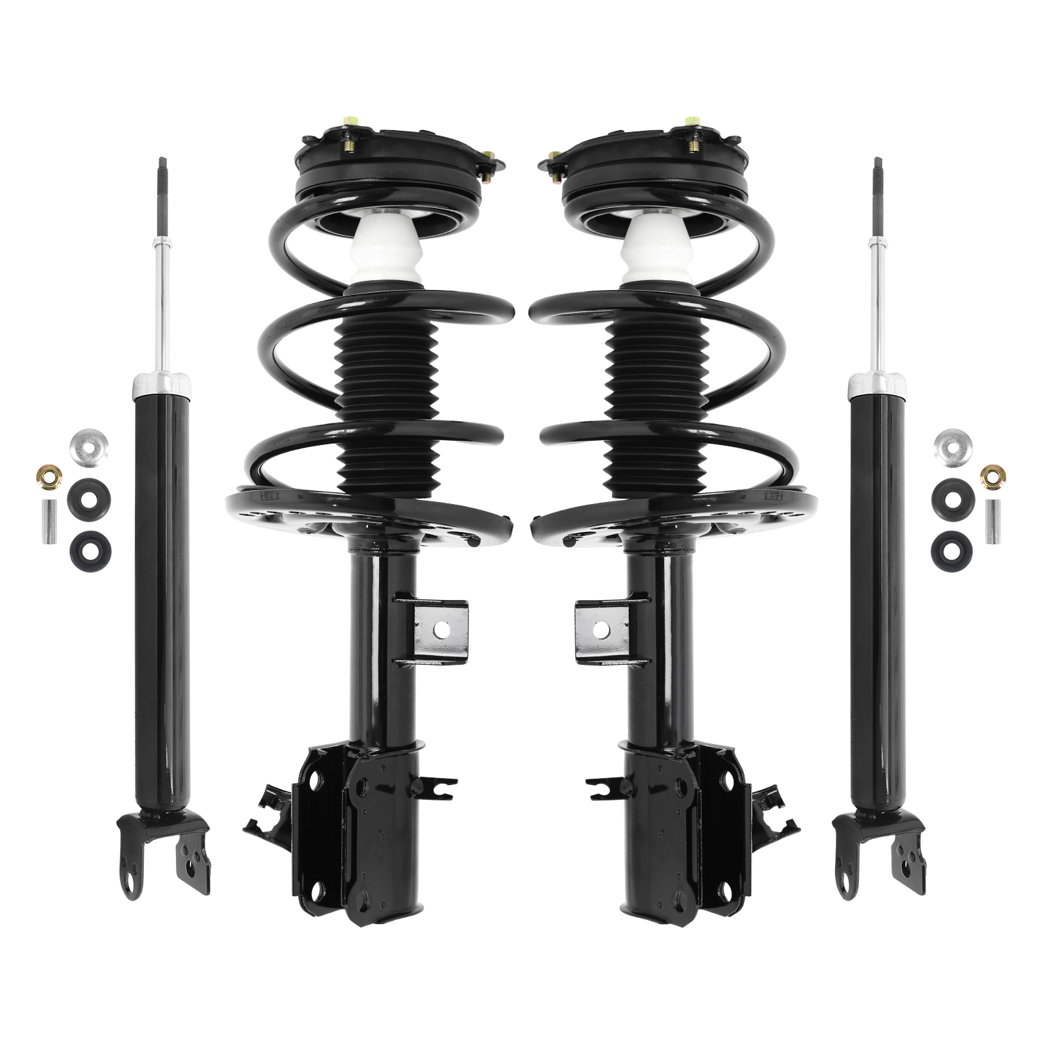 4-11633-255030-001 Front and Rear, Driver and Passenger Side Shock and Fully Loaded Strut, FWD, Sedan