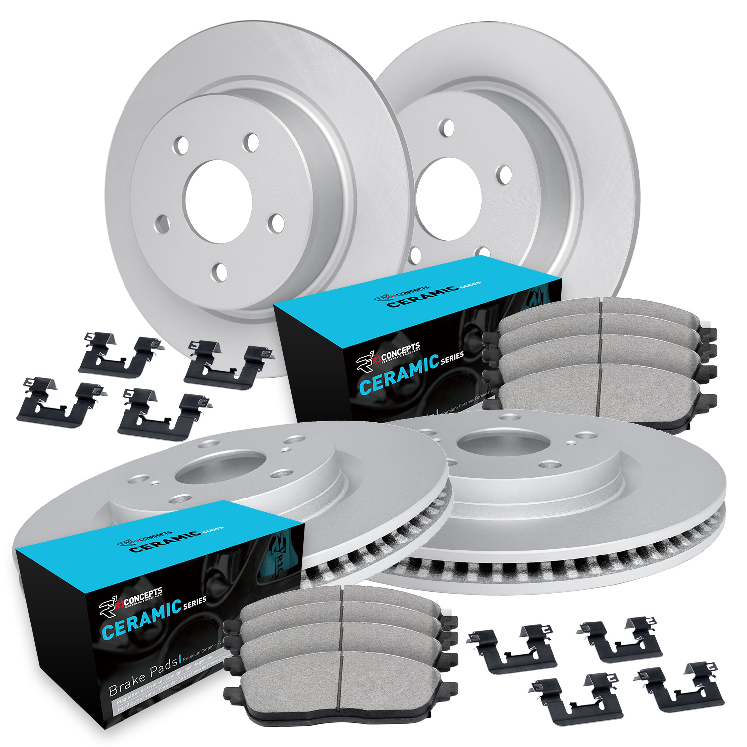 WDWH2-13001 Front and Rear Brake Disc and Pad Kit, Coated, Plain Surface, 279 mm, Ceramic, R1 GEO-Carbon Rotors with Ceramic Pads Series