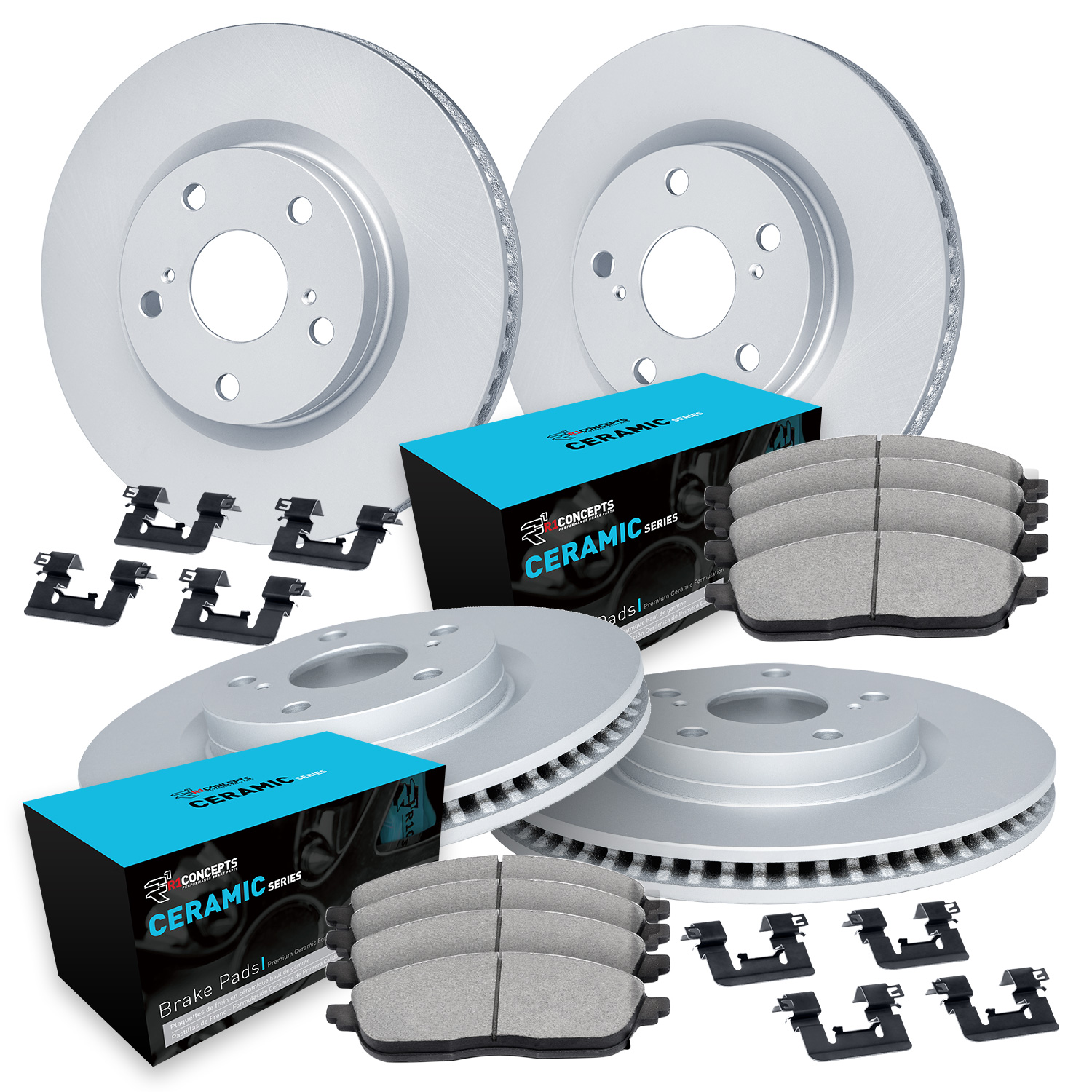 WDWH2-13032 Front and Rear Brake Disc and Pad Kit, Coated, Plain Surface, 330 mm, Ceramic, R1 GEO-Carbon Rotors with Ceramic Pads Series