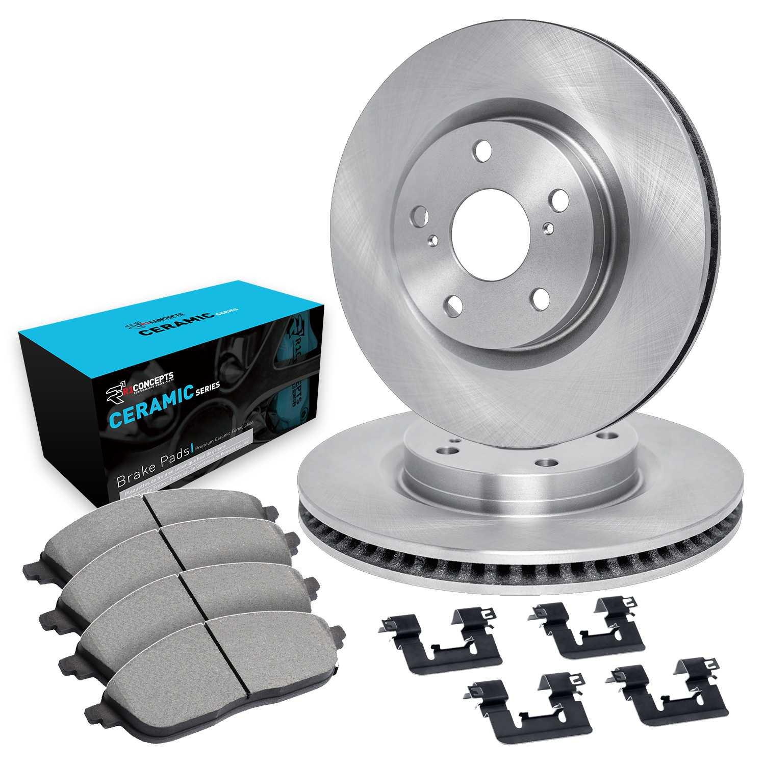 WFWH1-13034 Front Brake Disc and Pad Kit, Plain Surface, 330 mm, Ceramic, R1 eLINE Silver Rotors with Ceramic Pads Series