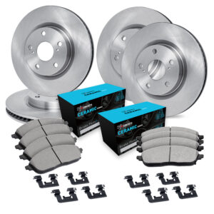 WFWH2-13005 Front and Rear Brake Disc and Pad Kit, Plain Surface, 279 mm, Ceramic, R1 eLINE Silver Rotors with Ceramic Pads Series