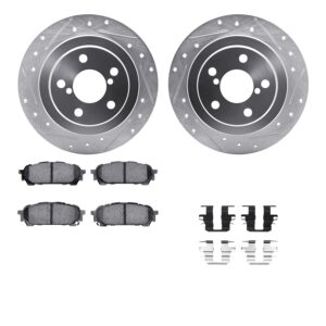 WGUH1-13036 Rear Brake Disc and Pad Kit, Silver zinc-plated, Cross-drilled and Slotted, 279 mm, OE Comparable Pad Material, R1 eLINE Silver Rotors wtih Optimum OEp Pads Series