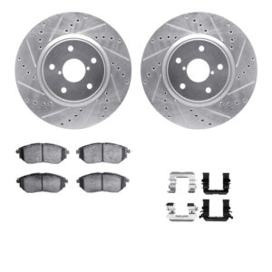 WGUH1-13044 Front Brake Disc and Pad Kit, Silver zinc-plated, Cross-drilled and Slotted, 330 mm, OE Comparable Pad Material, R1 eLINE Silver Rotors wtih Optimum OEp Pads Series