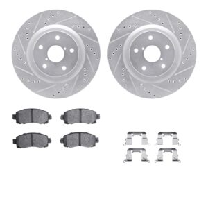 WGUH1-13054 Front Brake Disc and Pad Kit, Silver zinc-plated, Cross-drilled and Slotted, 330 mm, OE Comparable Pad Material, R1 eLINE Silver Rotors wtih Optimum OEp Pads Series