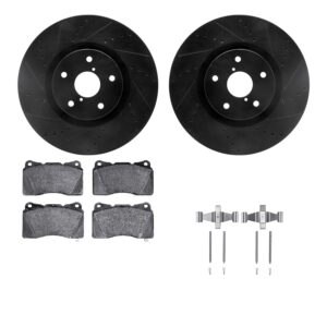 WHTH1-13004 Front Brake Disc and Pad Kit, Black, Cross-drilled and Slotted, 345 mm, Ceramic, R1 eLINE Black Rotors with European Ceramic Pads Series