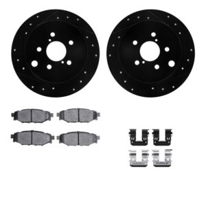 WHWH1-13043 Rear Brake Disc and Pad Kit, Black, Cross-drilled and Slotted, 284 mm, Ceramic, R1 eLINE Black Rotors with Ceramic Pads Series
