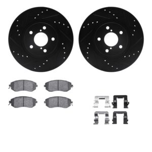 WHWH1-13050 Front Brake Disc and Pad Kit, Black, Cross-drilled and Slotted, 279 mm, Ceramic, R1 eLINE Black Rotors with Ceramic Pads Series