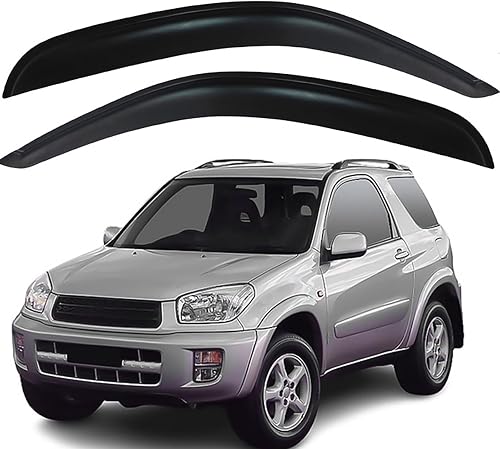 Window Visors for Toyota RAV4 Three-Door MK2-XA20 2001-2004 Rain Guard Side Window Vent Deflectors Tape-On Extra Durable Vent Visors Side Window Visor Deflector Comp