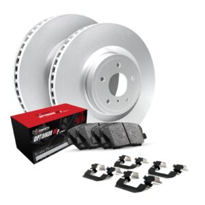 WJUH1-13034 Front Brake Disc and Pad Kit, Geomet Coated, Plain Surface, 340 mm, OE Comparable Pad Material, R1 GEO-Carbon Rotors with Optimum OEp Pads Series