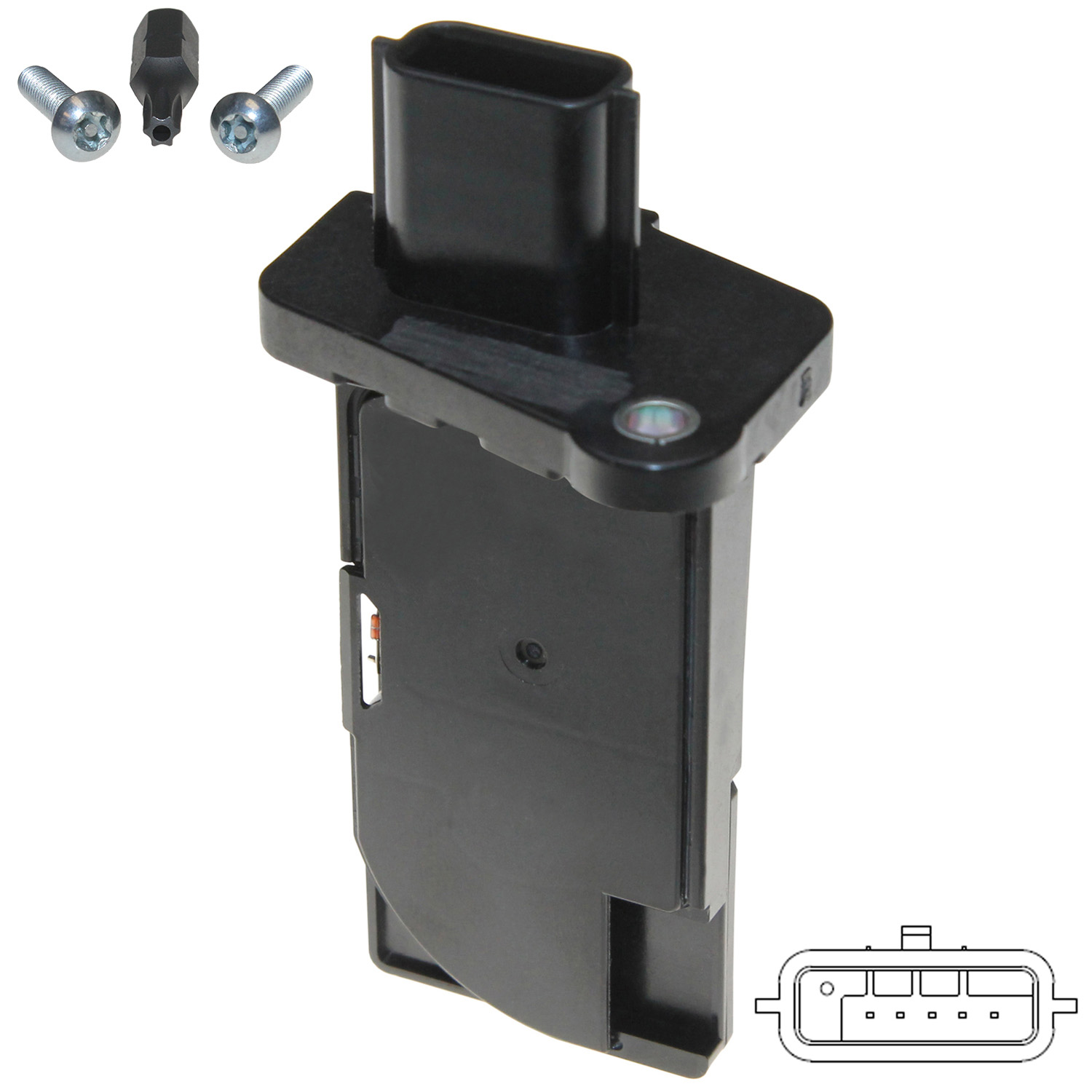 245-1403 Mass Air Flow Sensor, 6 Cyl., 3.5L Engine, (5) Terminal Quantity, Female Connector Gender, Mounting Hardware and Housing Included